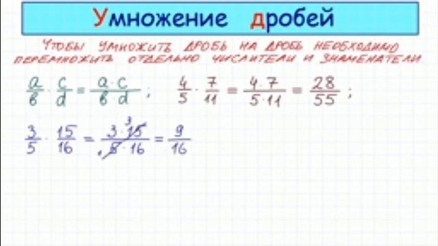 Умножение дробей смотреть онлайн