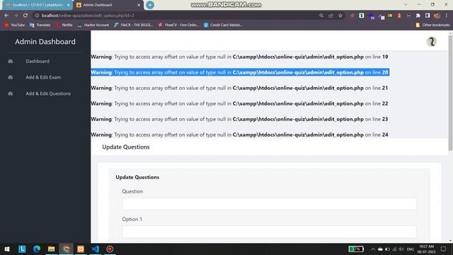 Warning :- trying to access array offset on value of type null PHP error смотреть онлайн