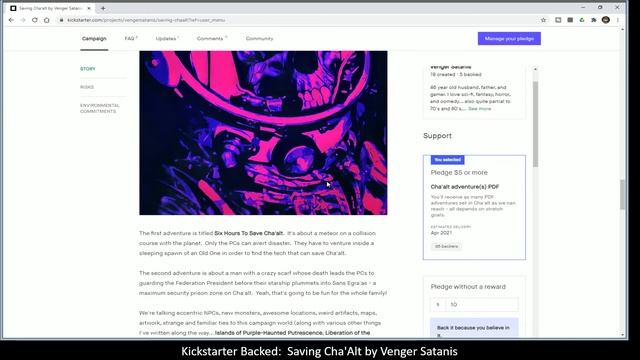 Kickstarter Backed: Saving Cha'alt by Venger Satanis смотреть онлайн