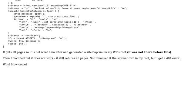 Wordpress: Create a sitemap without a plugin - get parent pages only? смотреть онлайн
