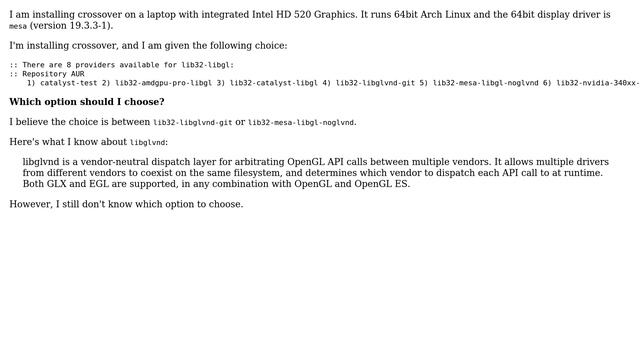 Which package to install: lib32-libglvnd-git or lib32-mesa-libgl-noglvnd? смотреть онлайн