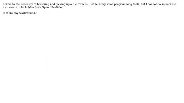 Apple: How to browse /usr in an Open File dialog? смотреть онлайн
