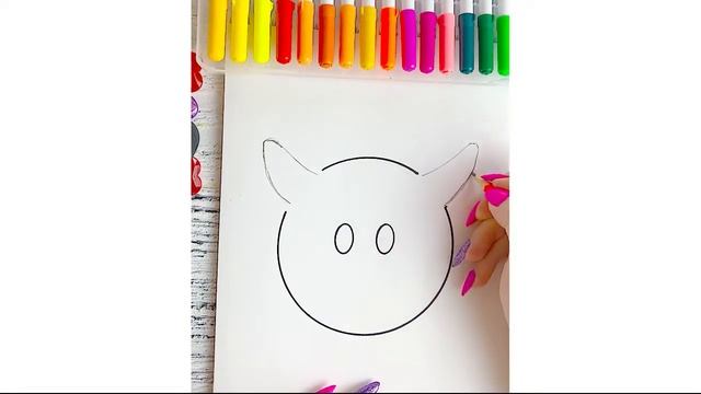 Как нарисовать Смайлик Эмодзи Демона с рогами Легкие рисунки для срисовки канал Мама Рисует смотреть онлайн