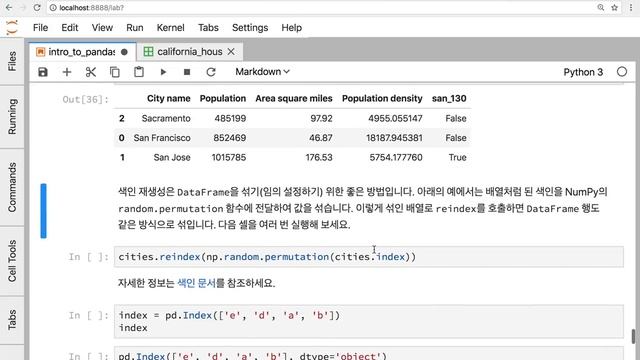 구글 머신러닝 단기집중과정 - Pandas(4/4) Index, ReIndex смотреть онлайн