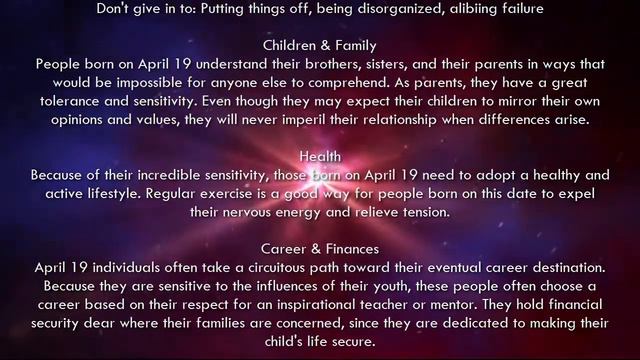 April 19 - Birthday Horoscope Personality