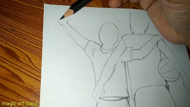 brothers love || pencil sketch of Two brother