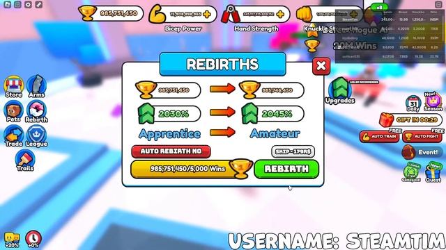 ? МЕГА РАЗДАЧА ДИНО 1.6МЛН - 756К В АРМ РЕСЛИНГ СИМУЛЯТОР ? ARM WRESTLE SIMULATOR | РОБЛОКС ? смотреть онлайн