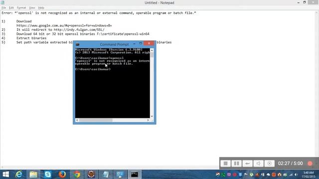 Error: Openssl is not recognized as an internal or external command - windows 8 смотреть онлайн