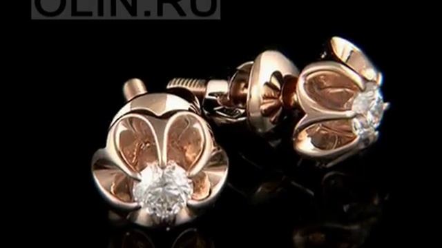 Сережки-пусеты из золота с фианитами смотреть онлайн