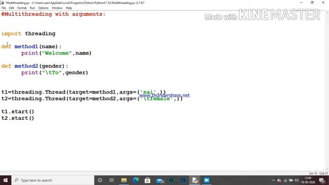 Multi threading with arguments in Python(Tamil) смотреть онлайн