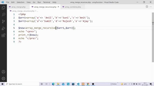 array merge array merge recursive and array combine function website development with php смотреть онлайн
