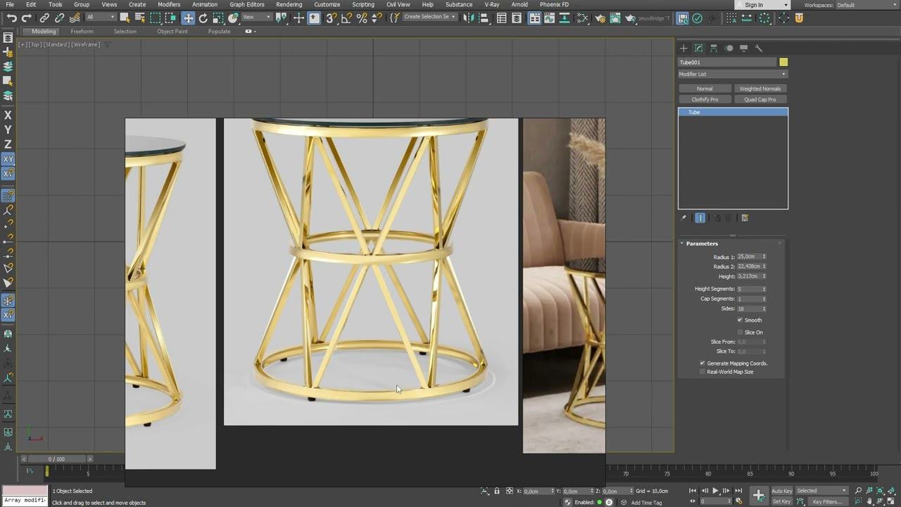 Моделирование журнального столика ВИВА. Часть 1 - Сетка смотреть онлайн
