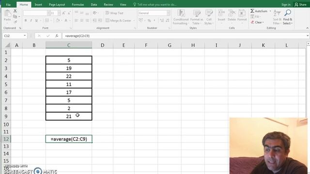EXCEL 2016 - Función AVERAGE (PROMEDIO)