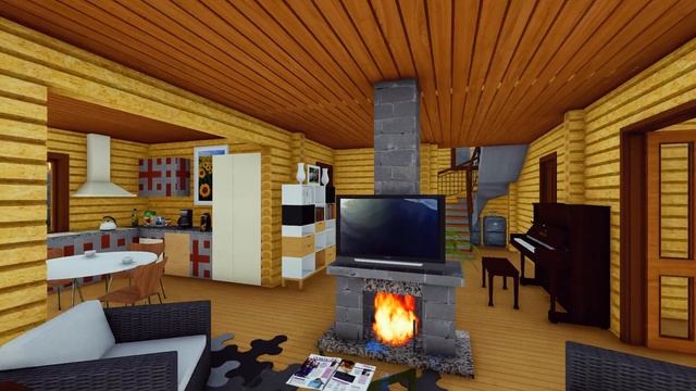 Индивидуальный проект загородного дома из бруса. Мансарда, веранда, двойной свет. смотреть онлайн