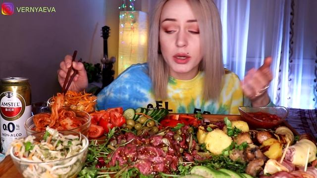 MUKBANG | Тартар из говядины, закуски | Beef tartare, raw meat | не ASMR смотреть онлайн