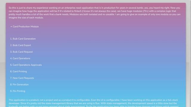 React architecture for a huge business application смотреть онлайн