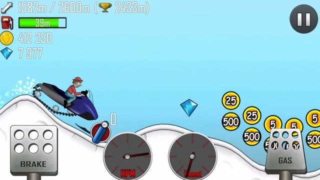 Снегоход в Арктике Hill Climb Racing Snow Mobile Arctic 2583 m смотреть онлайн