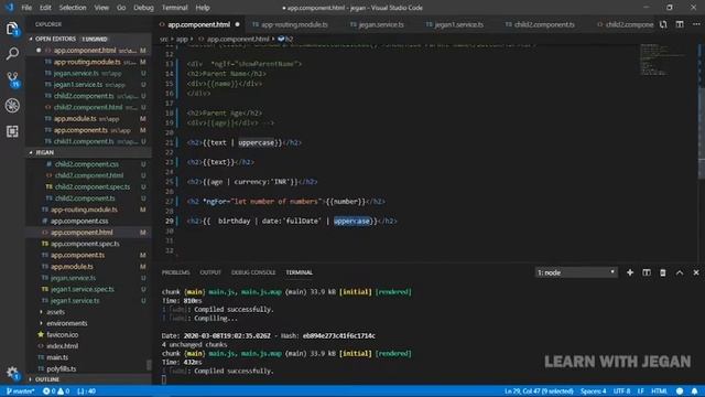 Angular Tutorial | #8 | Tamil | PIPES | Explained | Learn with Jegan смотреть онлайн