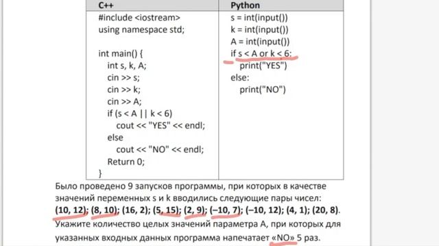 ОГЭ по ИНФОРМАТИКЕ :: № 6 :: Анализ программы с условным оператором смотреть онлайн