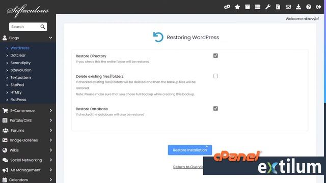 How to Restore WordPress Backup using Softaculous in cPanel - Extilum Hosting смотреть онлайн