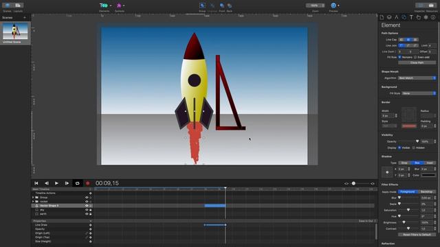 Рисуем взлетающую ракету в Tumult Hype 4, итог HTML5+CSS+JS анимация, которую можно добавить на сай смотреть онлайн