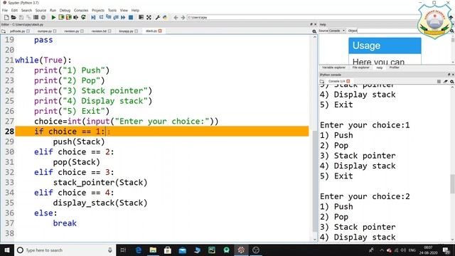 Stack implementation in Python смотреть онлайн