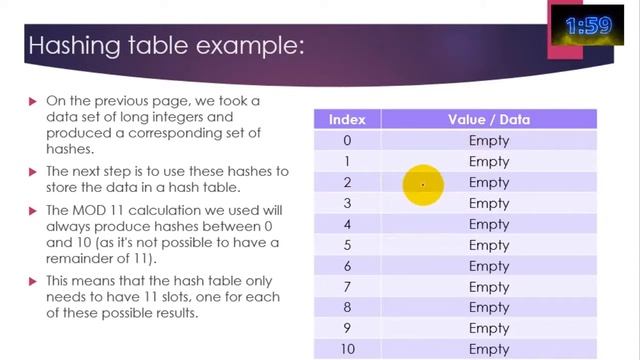 Tutorial 22. Hashing, Hashing Functions & Hash Tables in 5 minutes! смотреть онлайн