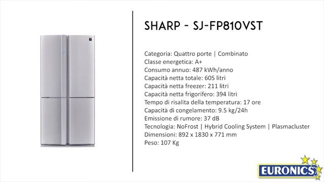 Sharp Frigorifero SJ FP810VST смотреть онлайн