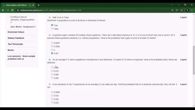 NPTEL OFFICIAL | Data Analytics With Python | Week 3 | Assignment 3 | ANSWERS | смотреть онлайн