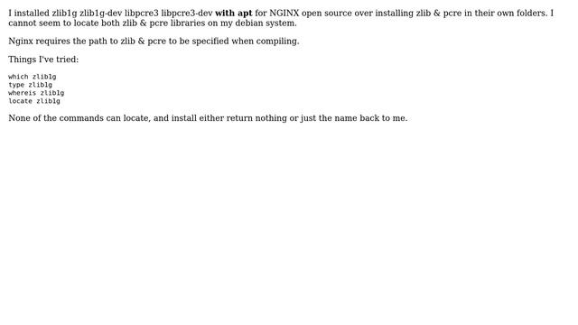 Unix & Linux: Cannot locate zlib or pcre location after install смотреть онлайн