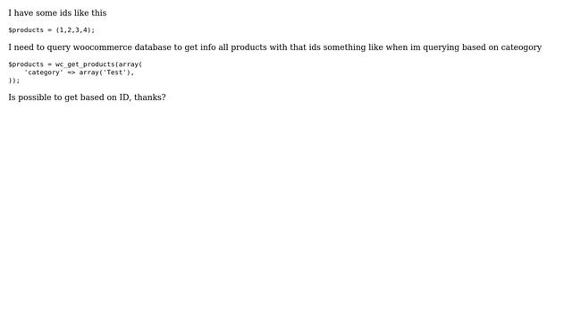 Wordpress: Getting products information, in woocommerce based on products ID смотреть онлайн