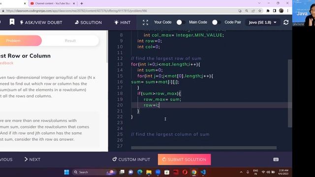 Largest Row or Column #java смотреть онлайн