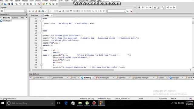 KBC program using switch statement in C смотреть онлайн