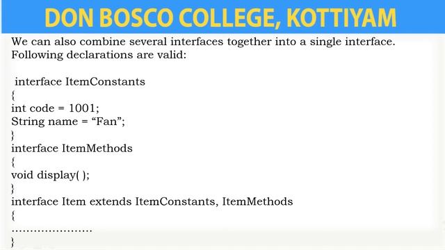 : CP1344: PROGRAMMING IN JAVA - LECTURE -43- INHERITANCE & INTERFACE (EXTENDING INTERFACES)BCA- S3. смотреть онлайн