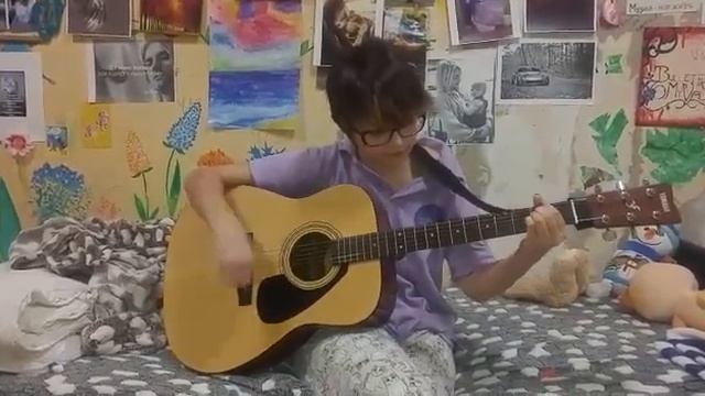 Сестра играет на гитаре. Given Up (Linkin Park). Yamaha F310 смотреть онлайн