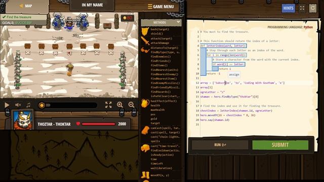 In my Name in Code combat Python and Array Indexing смотреть онлайн