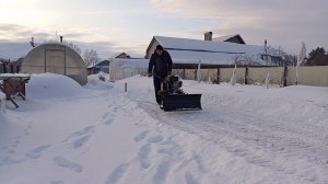 уборка снега мотоблок HUNTER с отвалом