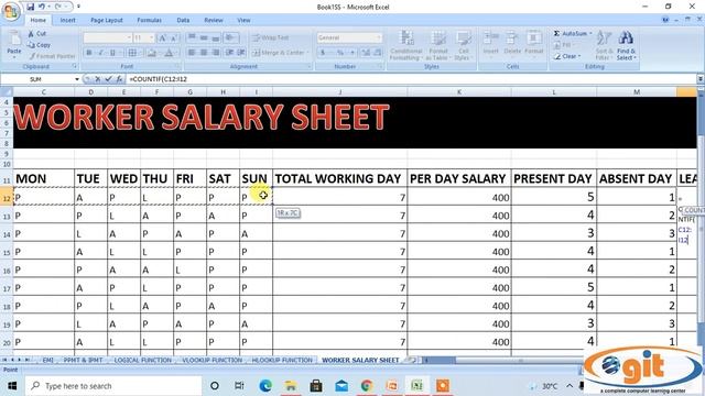 DAY 15 HOW TO CREATE WORKER SALARY SHEET IN MS EXCEL || GIT EDUCATION || смотреть онлайн