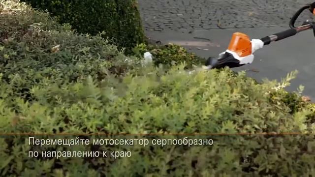 Рез горизонтальный с раправленным ножом кусторезом для изгороди STIHL HLA 65 смотреть онлайн