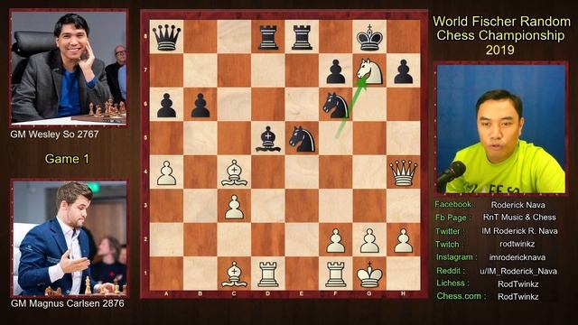 WORLD FISCHER RANDOM CHESS CHAMPIONSHIP 2019 || Magnus Carlsen (2876) - Wesley So (2767) || G1 #82 смотреть онлайн