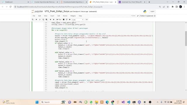Autofill Google Form Using Selenium with GUI Display | UTS Algoritma Pemrograman смотреть онлайн