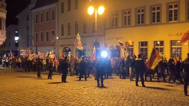 A Nazi parade in Gera Germany with lots of Russian flags was greeted with circus clown music...