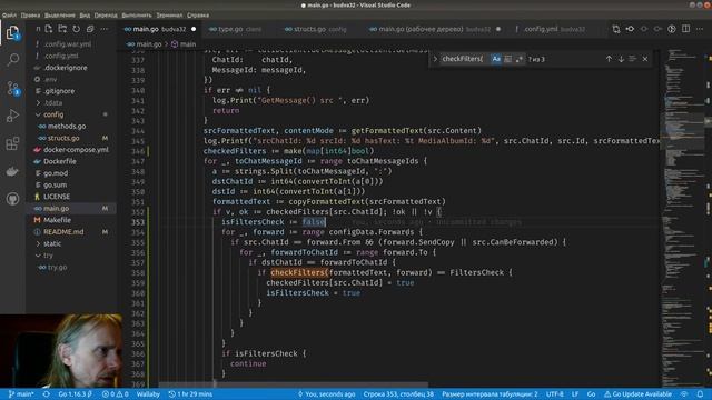 GoLang #127 - telegram-forwarder - checkFilters для редактирования смотреть онлайн