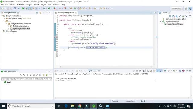 Exception Tutorial 4 # Java exception handling try with finally block with example смотреть онлайн