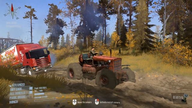 Spintires MudRunner - DT 75 Old Tractor Pulls Scania Semi truck Out Of The River смотреть онлайн