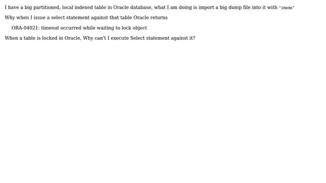Why select statement against a table in oracle returns ORA-04021? смотреть онлайн