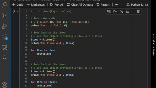 python dictionaries (items, keys, values) смотреть онлайн