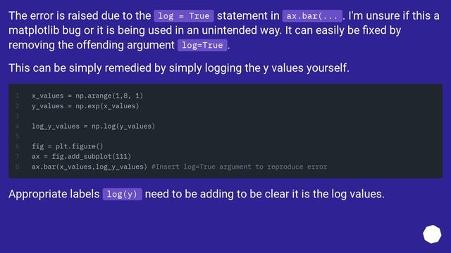 Barplot with log y-axis program syntax with matplotlib pyplot смотреть онлайн