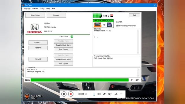 MED17.9.3 распиновка блока с помощью FoxFlash  KT200 Honda Civic MK10 1.0 VTEC Stage 1