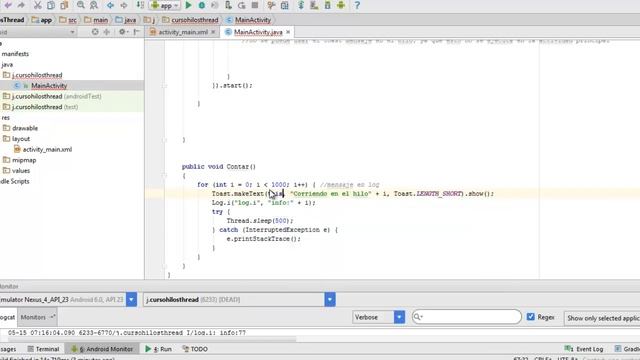 Tutorial AndroidStudio - HILOS/Thread (Proceso en 2doPlano Java) смотреть онлайн